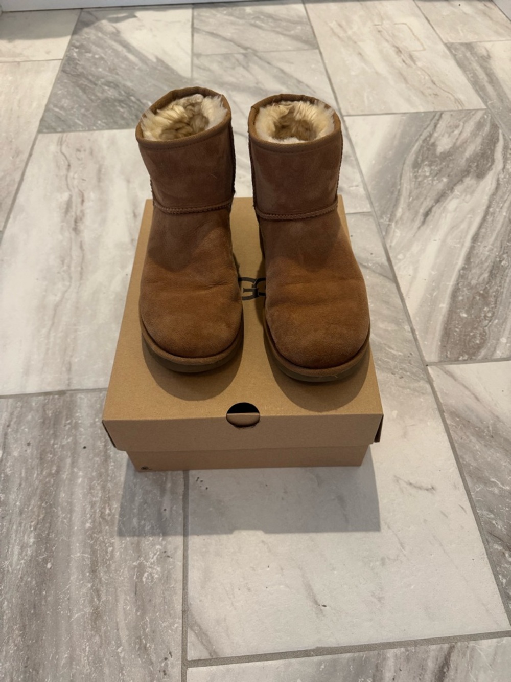 UGG Chestnut Suede Shearling-Lined Short Boots